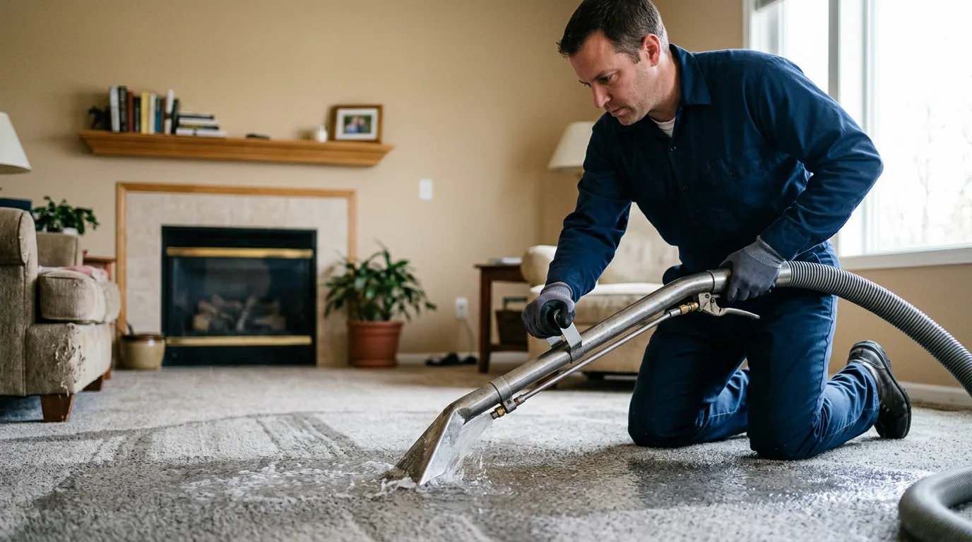 Water damage restoration technician working near Durham, KS